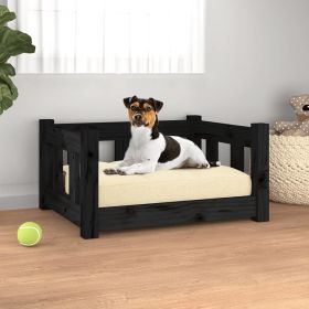 Dog Bed Black 21.9"x17.9"x11" Solid Wood Pine