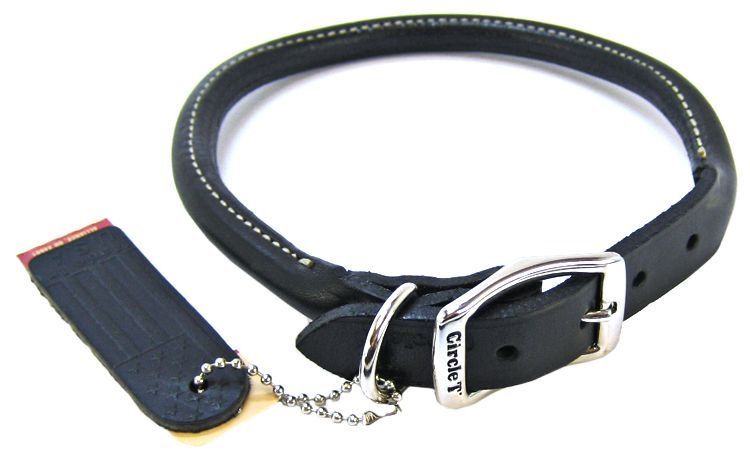 Circle T Pet Leather Round Collar - Black - 18" Neck
