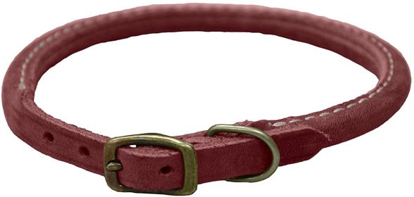 Circle T Rustic Leather Dog Collar Brick Red - 3/8"W x 10"L