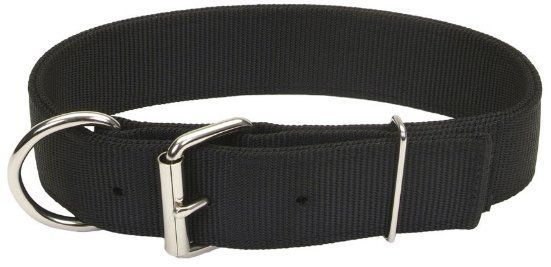 Coastal Pet Macho Dog Double-Ply Nylon Collar with Roller Buckle 1.75" Wide Black - 26"Long