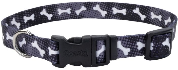Coastal Pet Styles Nylon Adjustable Dog Collar Black Bones 1" W x 18-26" Long - 1 count