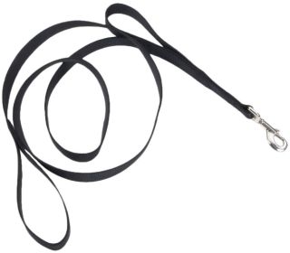 Loops 2 Double Nylon Handle Leash - Black - 6" Long x 1" Wide