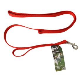 Loops 2 Double Nylon Handle Leash - Red - 6" Long x 1" Wide