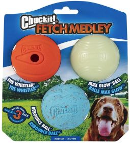 Chuckit Fetch Medley Balls - Medium Ball - 2.25" Diameter (3 Pack)
