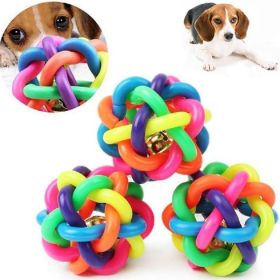 Colorful Rubber Training Chew Ball Small Bell Squeaky Sound Play Toy Dog Bite Resistant Ball Dog Accessories