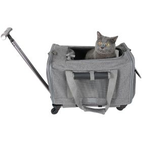 Dog Carrier with Wheels Airline Approved Rolling Pet Carrier with Telescopic Handle Shoulder Strap