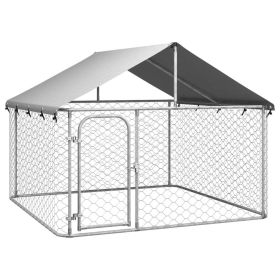 Outdoor Dog Kennel with Roof 78.7"x78.7"x59.1"