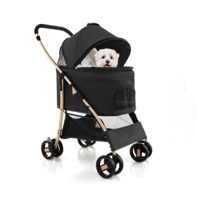 Foldable 3-In-1 Pet Stroller with Removable Seat Carrier