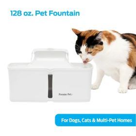 128 oz. Pet Fountain- Automatic water fountain for dogs, cats & multi-pet homes, filtered water, promotes hydration, adjustable water flow, sleek, com