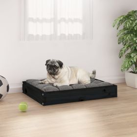 Dog Bed Black 24.2"x19.3"x3.5" Solid Wood Pine