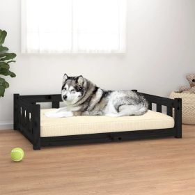 Dog Bed Black 41.5"x29.7"x11" Solid Wood Pine