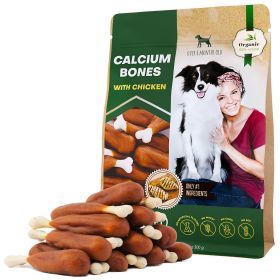 Dog Calcium Bones Wrapped Chicken & Rawhide Free Chew Treats Pet Healthy Dried Snacks Grain Free Organic Meat Chews for Training Small Large Dogs