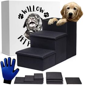 Foldable Black Dog Stairs for High Beds or Couch With Storage