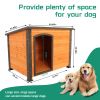 45"Dog House Outdoor and indoor wooden kennel, winter strap with elevated feet, large dog weatherproof (gold red and black)