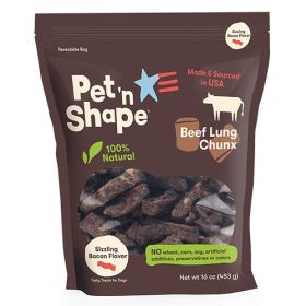 Pet n Shape Natural Beef Lung Chunx Dog Treats Sizzling Bacon Flavor