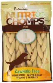 Pork Chomps Premium Nutri Chomps Milk Flavor Braid Dog Chews Small