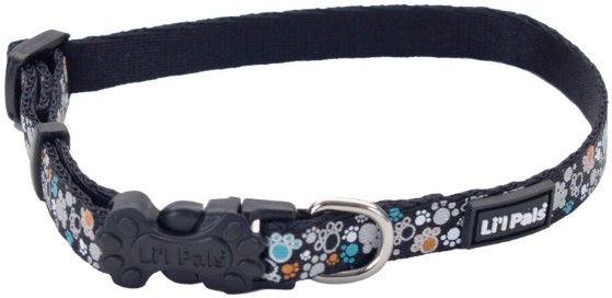 Lil Pals Reflective Collar Teal and Orange Paws (size: 8-12"L x 3/8"W)