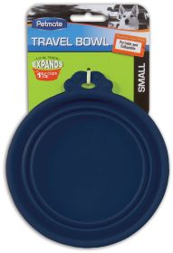 Petmate Round Silicone Travel Pet Bowl Blue (size: Small - 1 count)