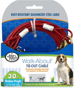 Four Paws Walk About Tie Out Cable Medium Weight for Dogs (size: 30' long - 1 count)