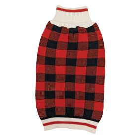 Fashion Pet Plaid Dog Sweater Red (size: Large - 1 count)
