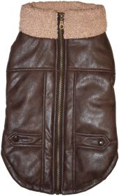 Fashion Pet Brown Bomber Dog Jacket (size: Large - 1 count)
