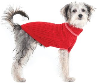 Fashion Pet Classic Cable Knit Dog Sweaters Red (size: X-Small - 1 count)