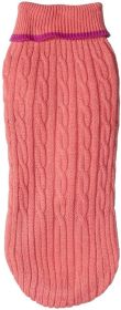 Fashion Pet Classic Cable Knit Dog Sweaters Pink (size: Medium - 1 count)